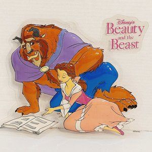 Vtg Disney Beauty and the Beast 3D Molded Plastic Wall Hanging